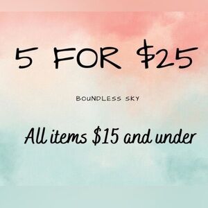 5 for $25 SALE